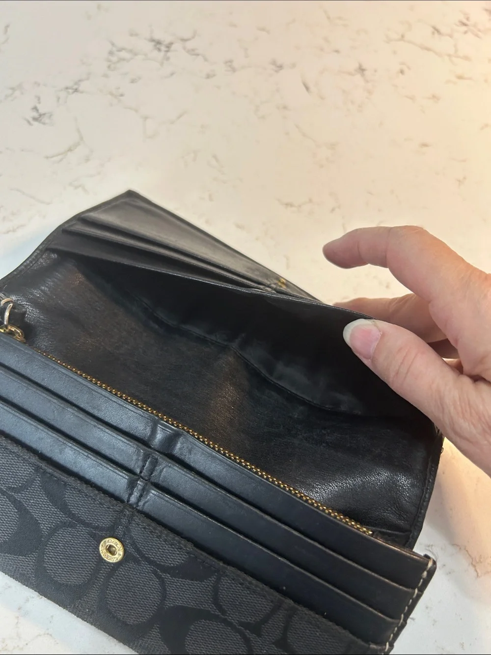 Coach Black Signature Continental Wallet